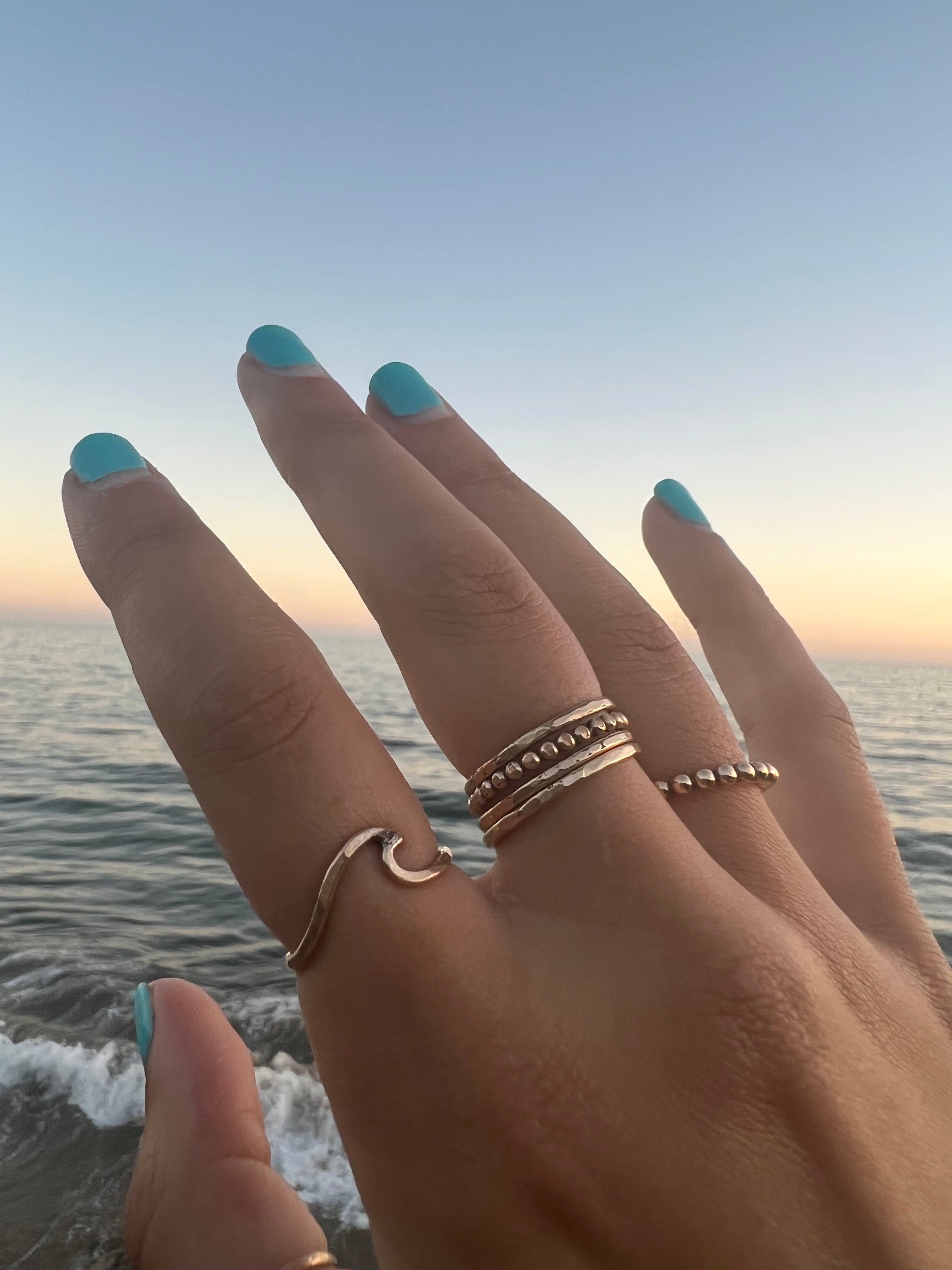 Vintage Silver ×Gold Wave Ring K10 925 Georg Jensen Wave Ring #10 Silver 925S Gold Rotating Center