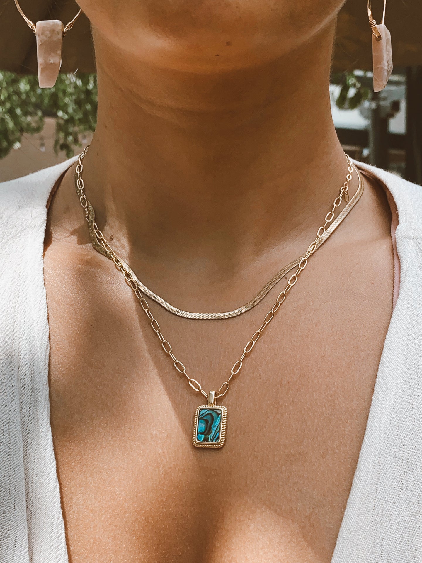 Abalone Chain Link Necklace